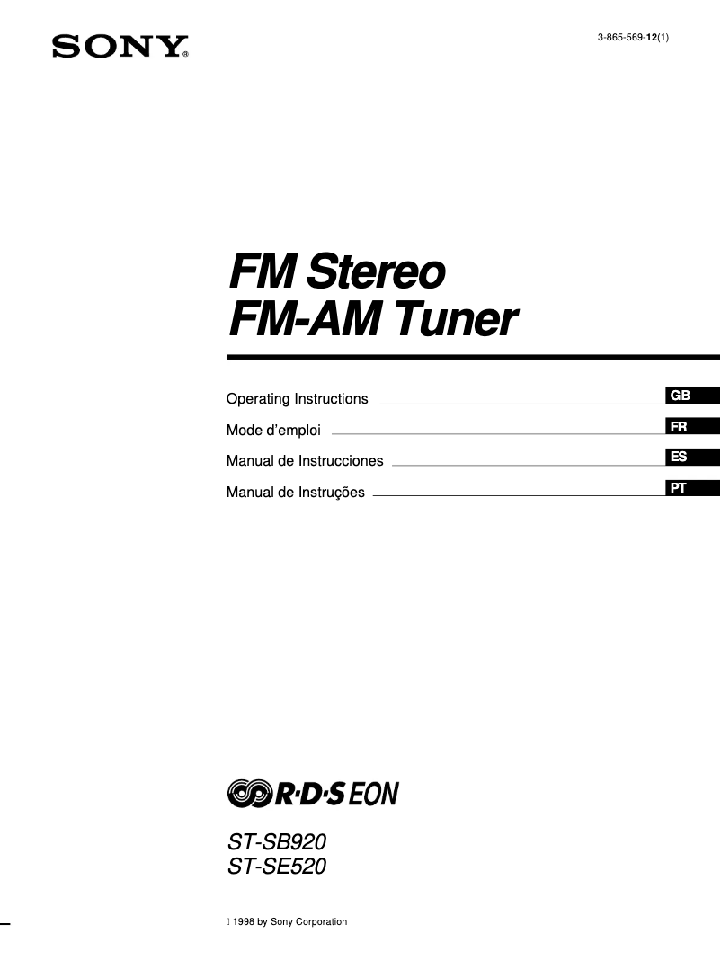Page 1 de la notice Manuel utilisateur Sony ST-SB520