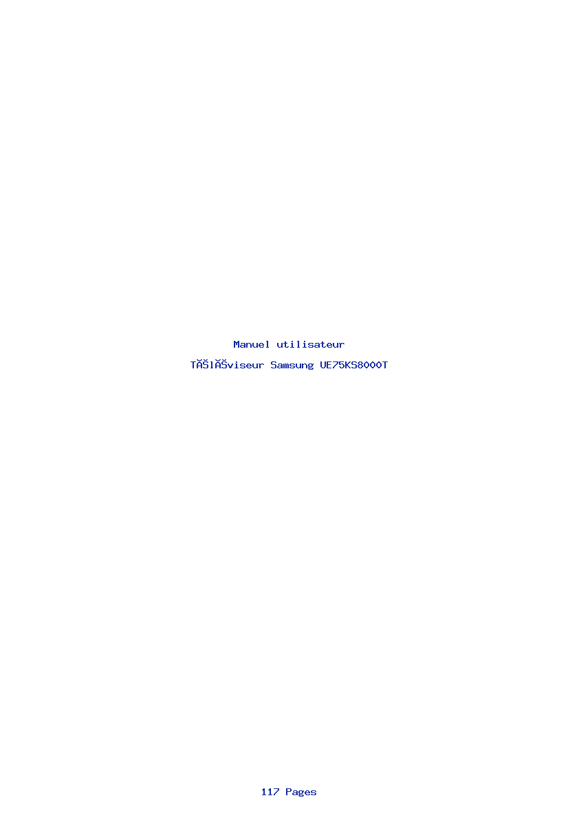 Page 1 de la notice Manuel utilisateur Samsung UE75KS8000T