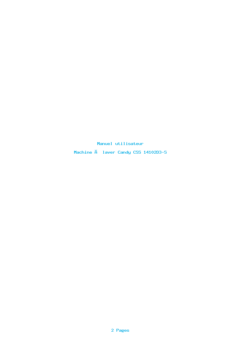 Page 1 de la notice Manuel utilisateur Candy CSS 14102D3-S