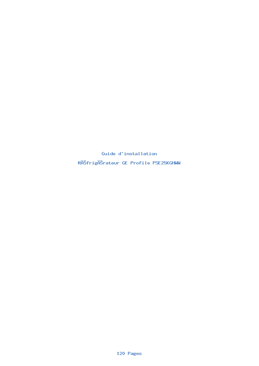 Page 1 de la notice Guide d'installation GE Profile PSE25KGHWW