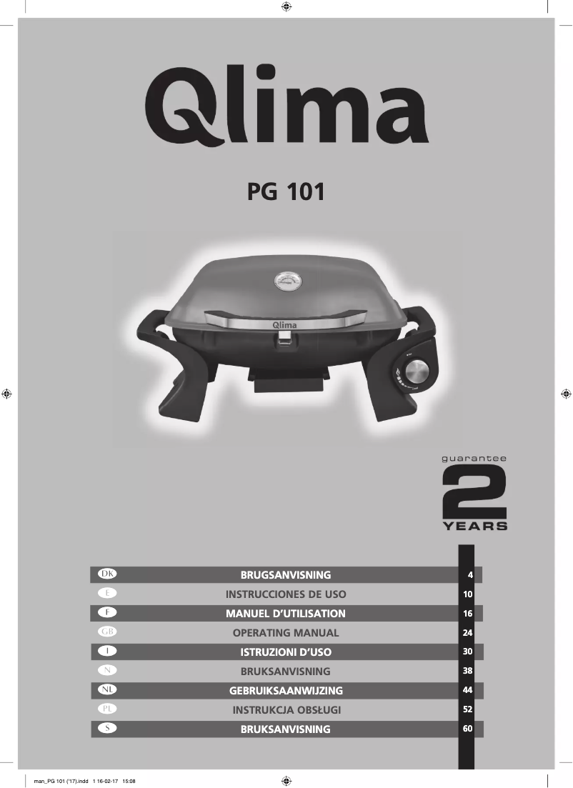 Page 1 of the manual User Manual Qlima PG 101