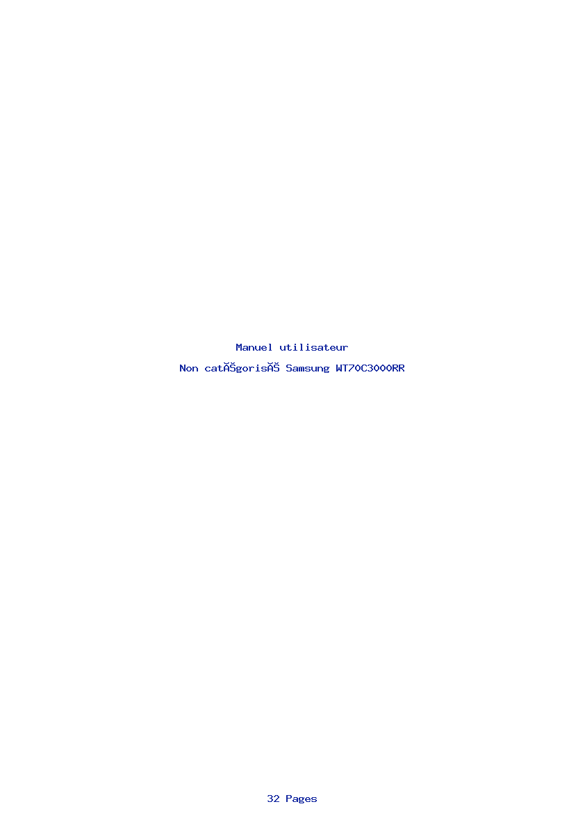 Page 1 de la notice Manuel utilisateur Samsung WT70C3000RR