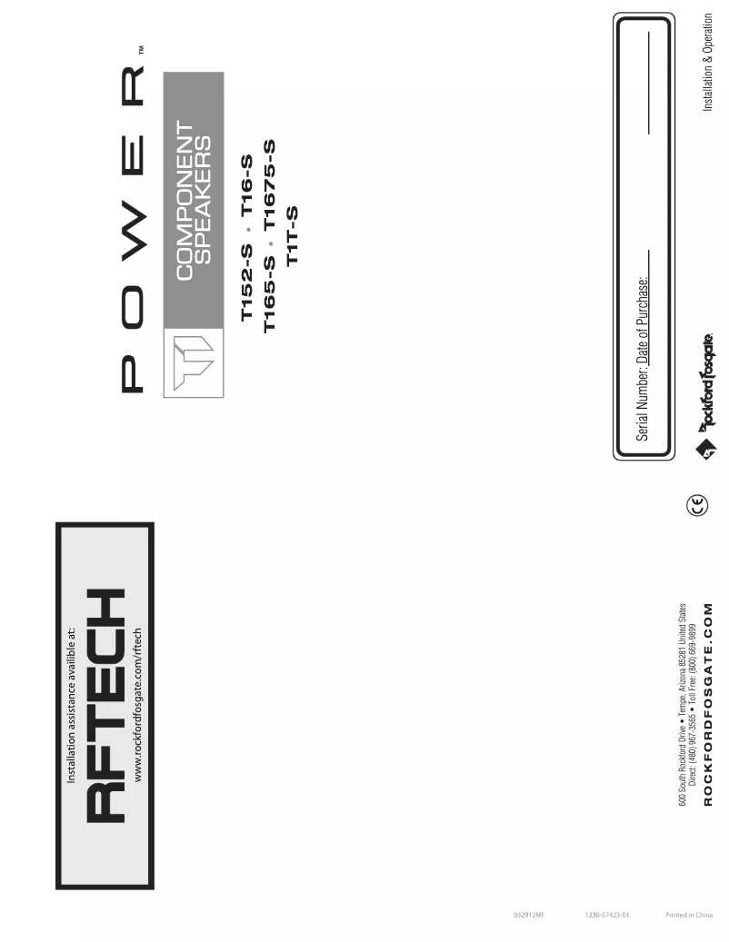 Page 1 de la notice Manuel utilisateur Rockford Fosgate T16-S