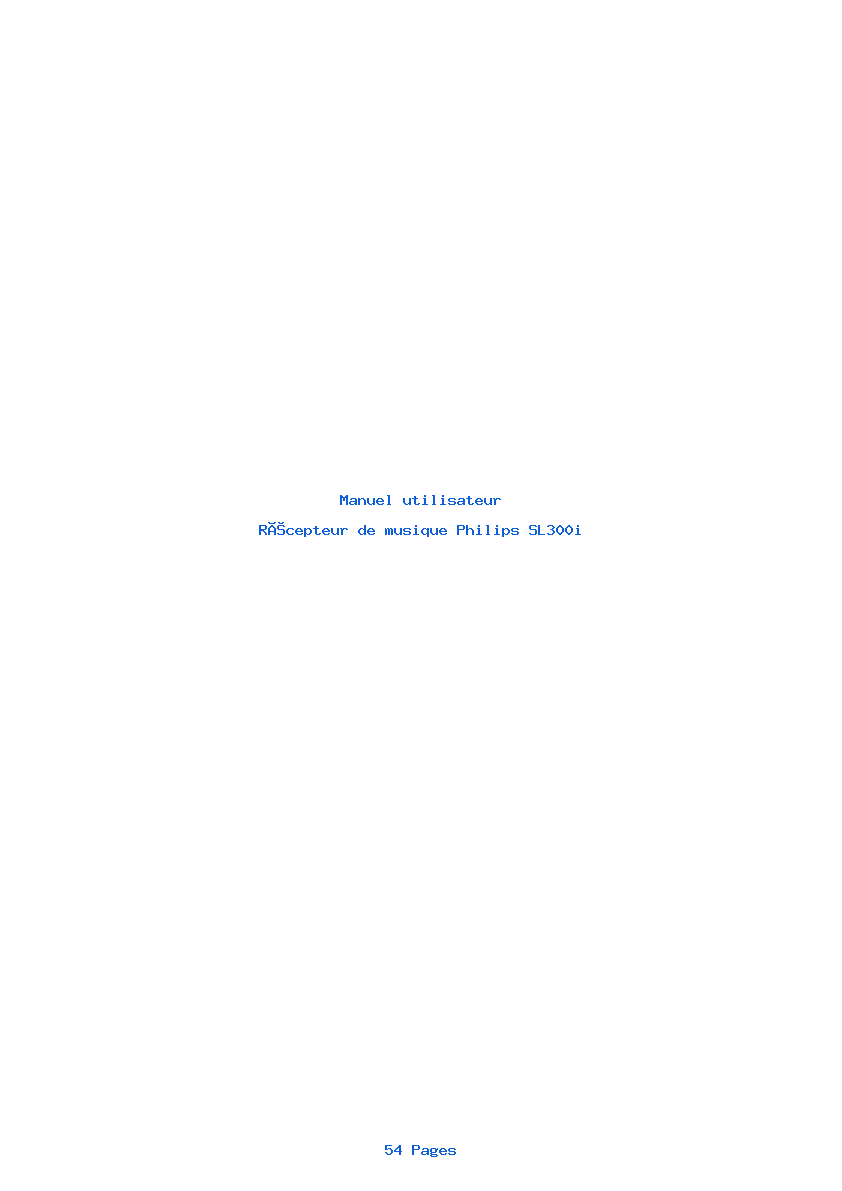 Page 1 de la notice Manuel utilisateur Philips SL300i
