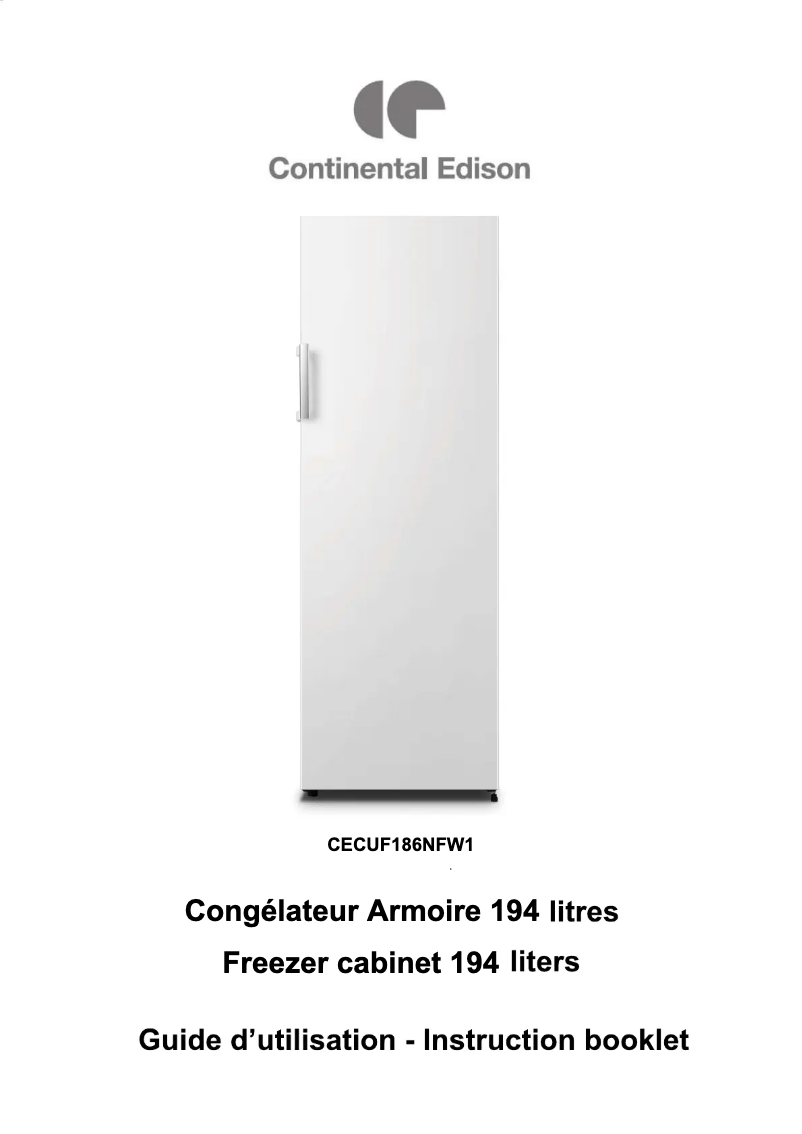Page 1 of the manual User Manual Continental Edison CECUF186NFW1