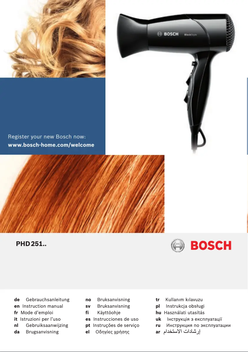 Page 1 de la notice Manuel utilisateur Bosch PHD2511B BlackStyle