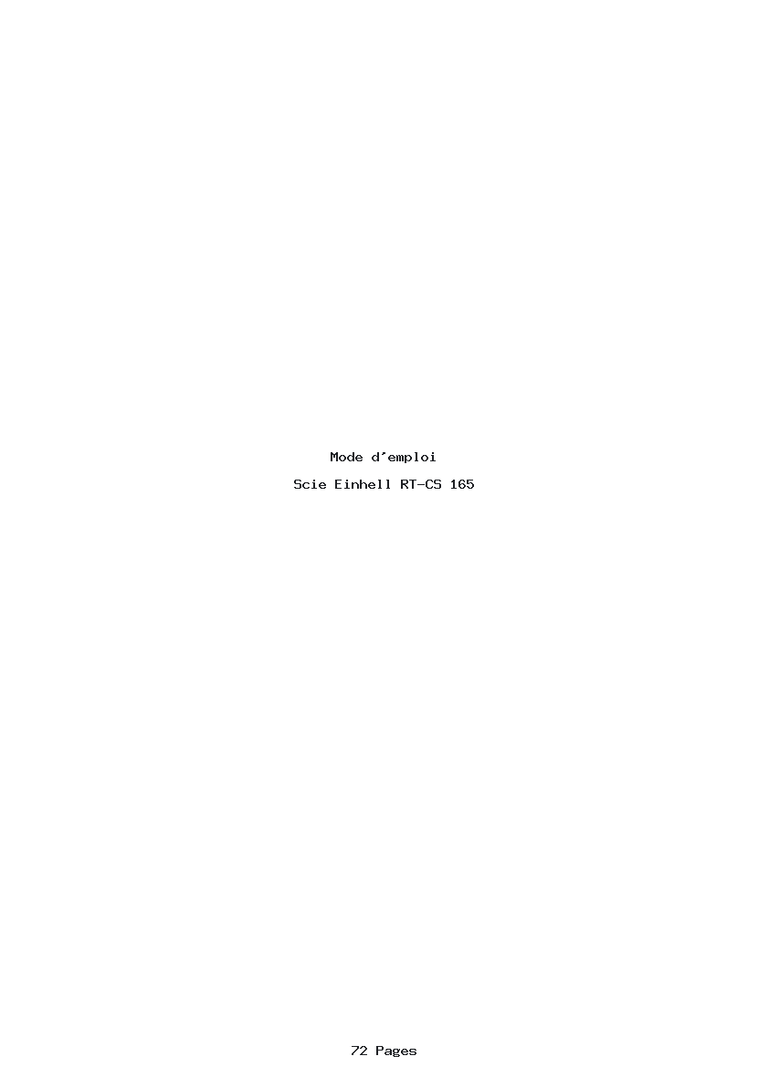 Page 1 de la notice Mode d'emploi Einhell RT-CS 165