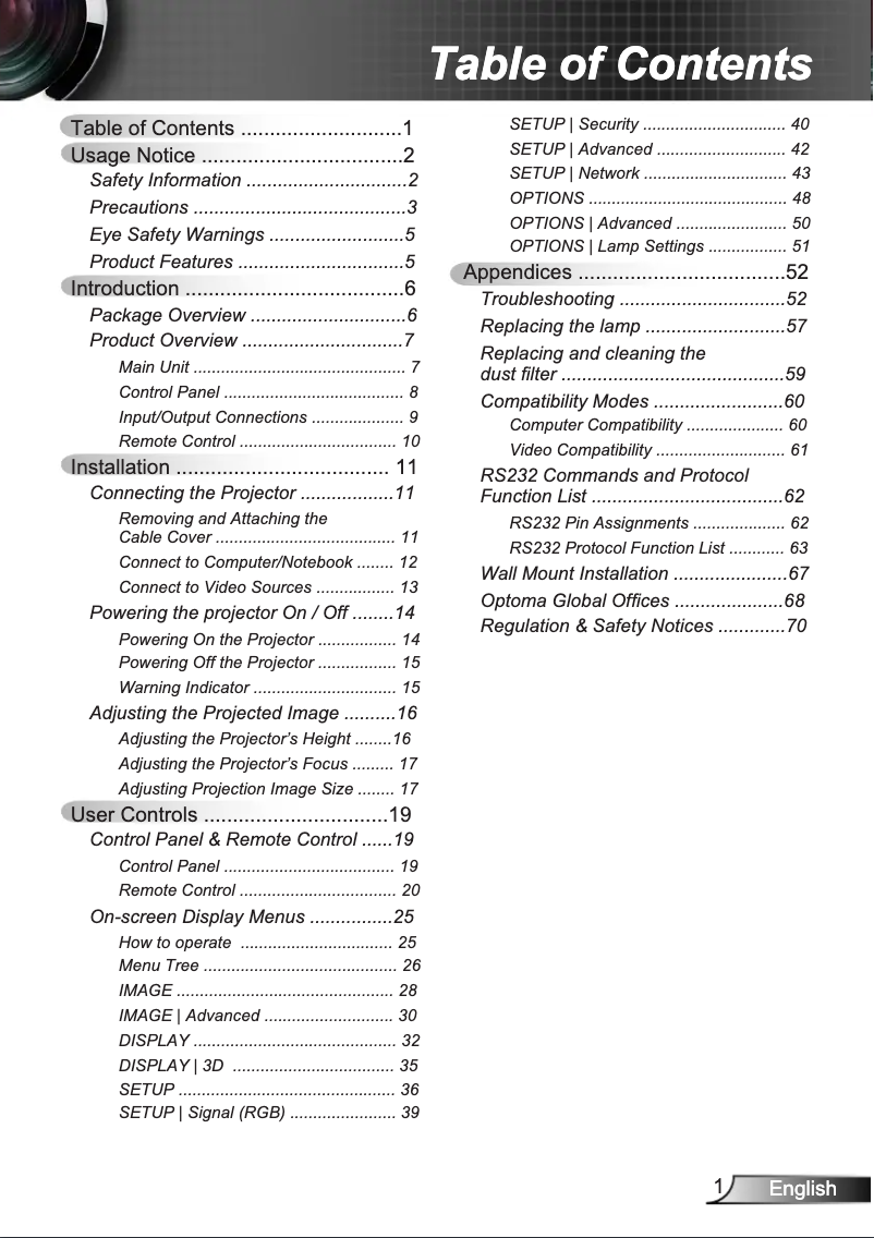 Page 1 de la notice Manuel utilisateur Optoma TX565UT-3D