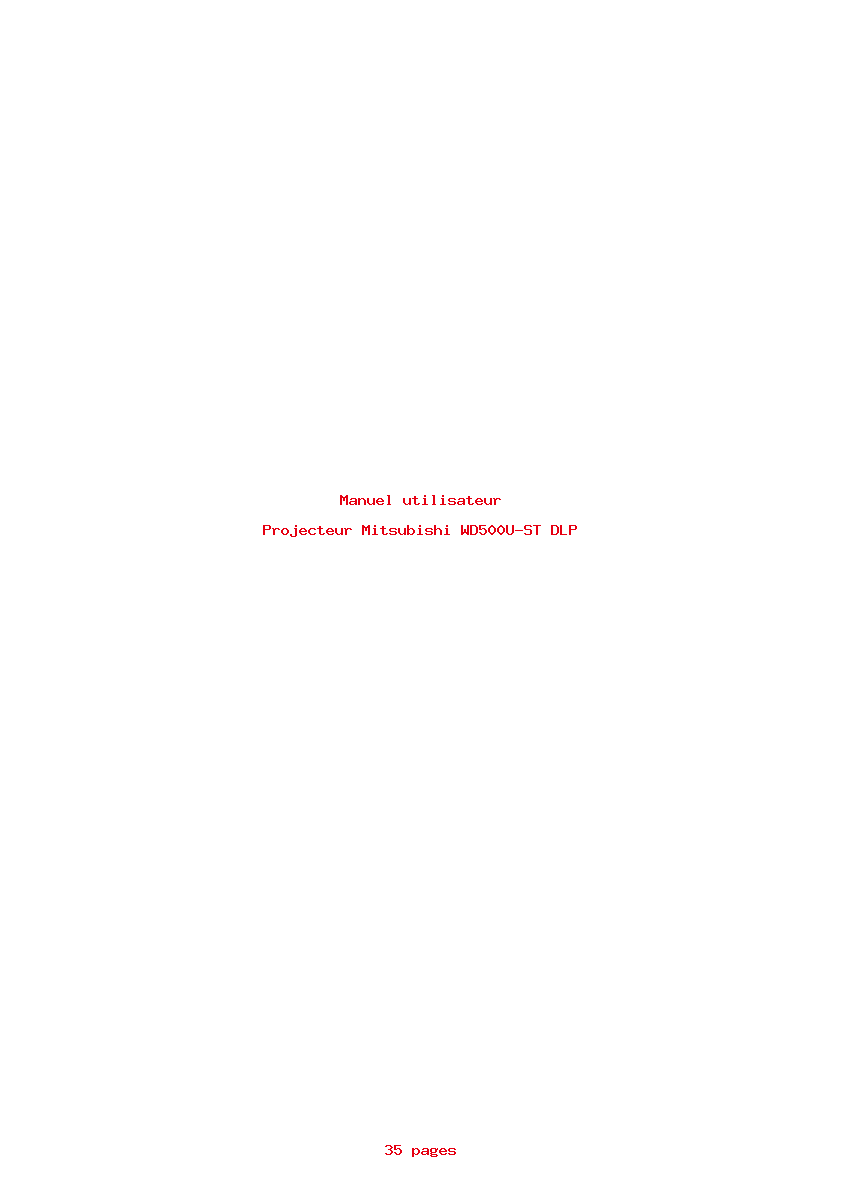 Page 1 de la notice Manuel utilisateur Mitsubishi WD500U-ST DLP