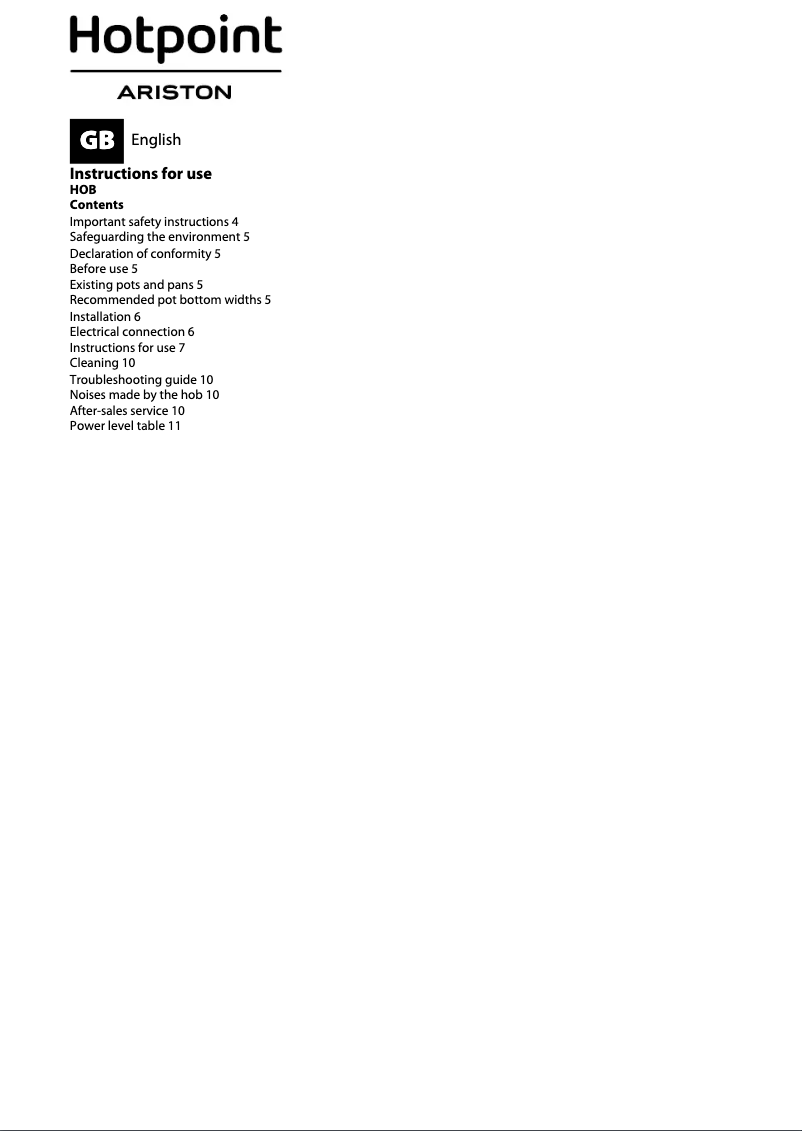 Page 1 de la notice Manuel utilisateur Hotpoint Ariston KIA 320 XS C