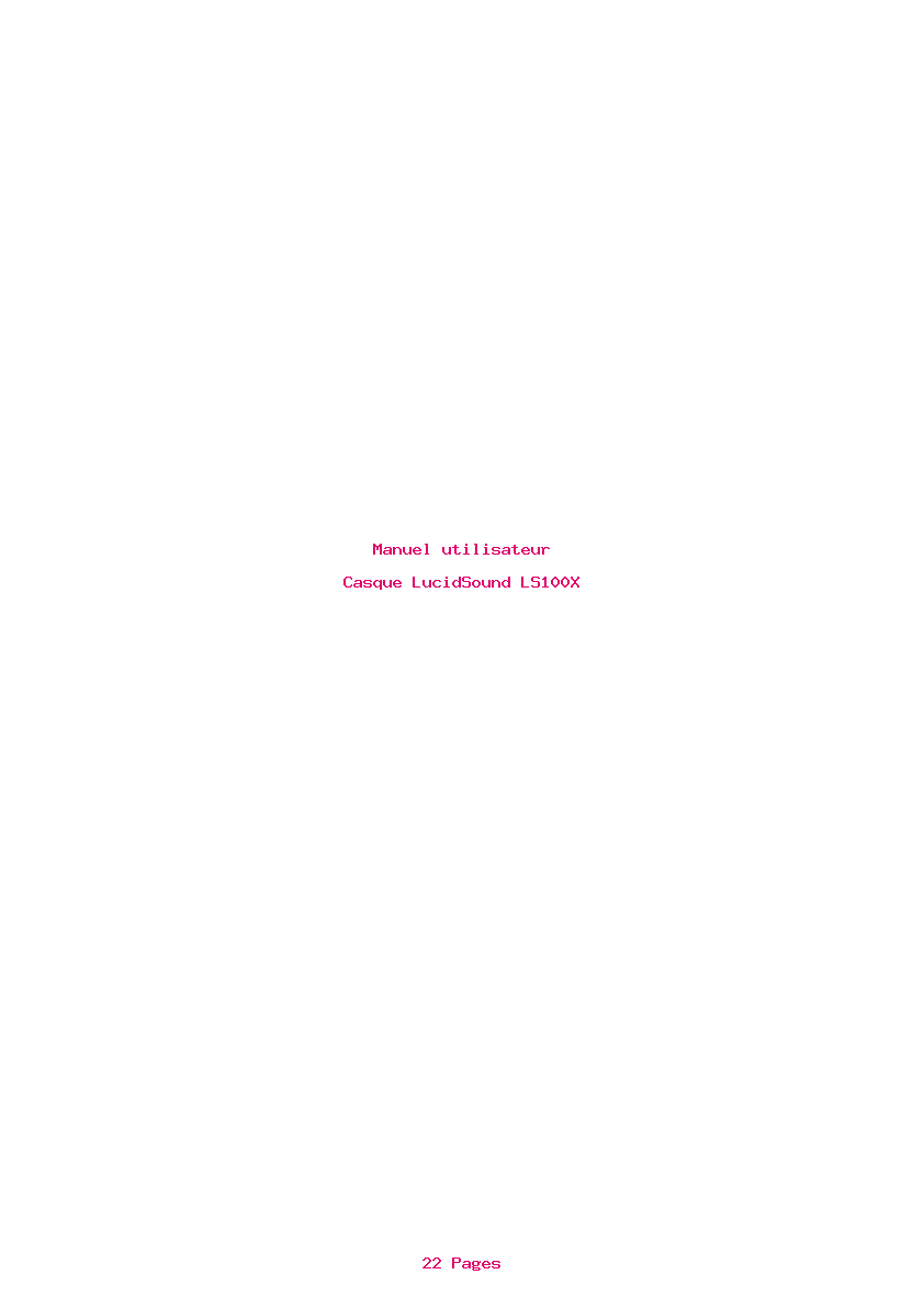 Page 1 de la notice Manuel utilisateur LucidSound LS100X