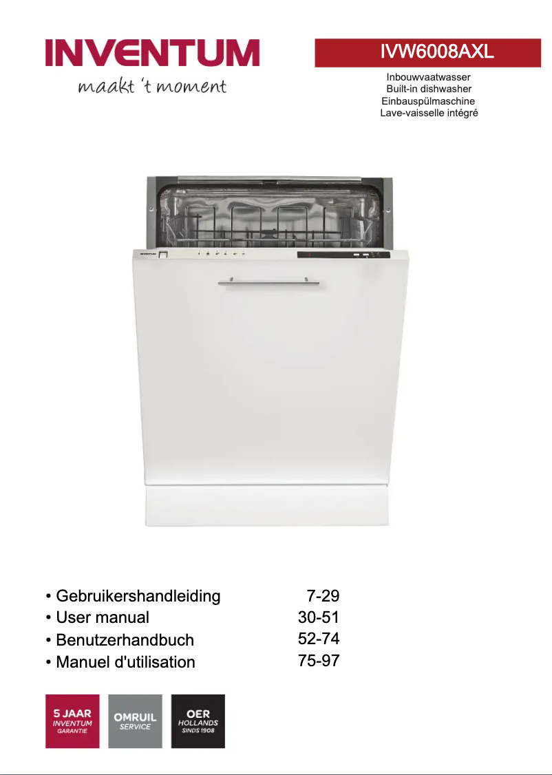 Page 1 de la notice Manuel utilisateur Inventum IVW6008AXL