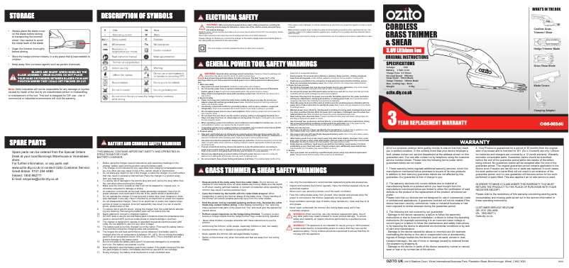 Page 1 de la notice Manuel utilisateur Ozito CGS-0036U