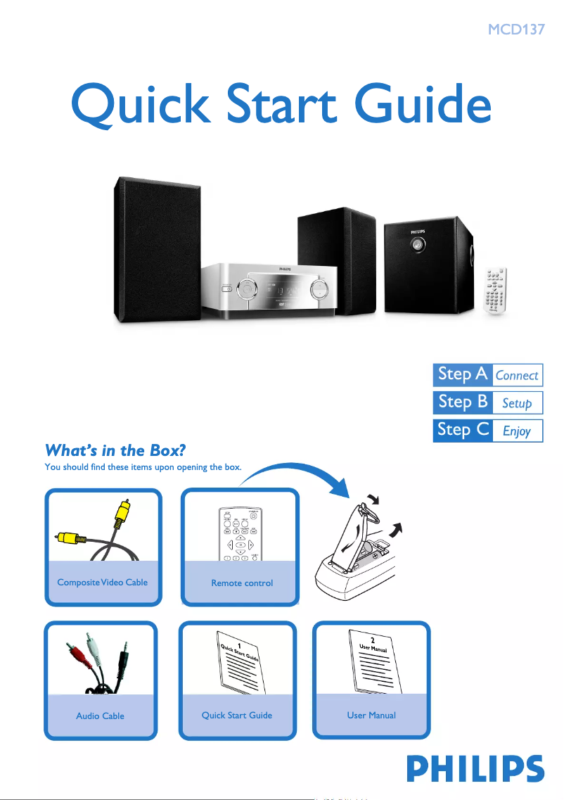 Page 1 of the manual Quick Start Guide Philips MCD137