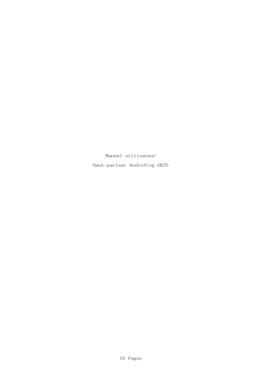 Page 1 de la notice Manuel utilisateur Audiofrog GB25