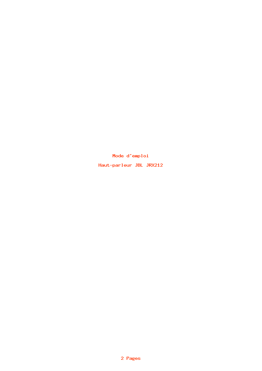 Page 1 de la notice Mode d'emploi JBL JRX212