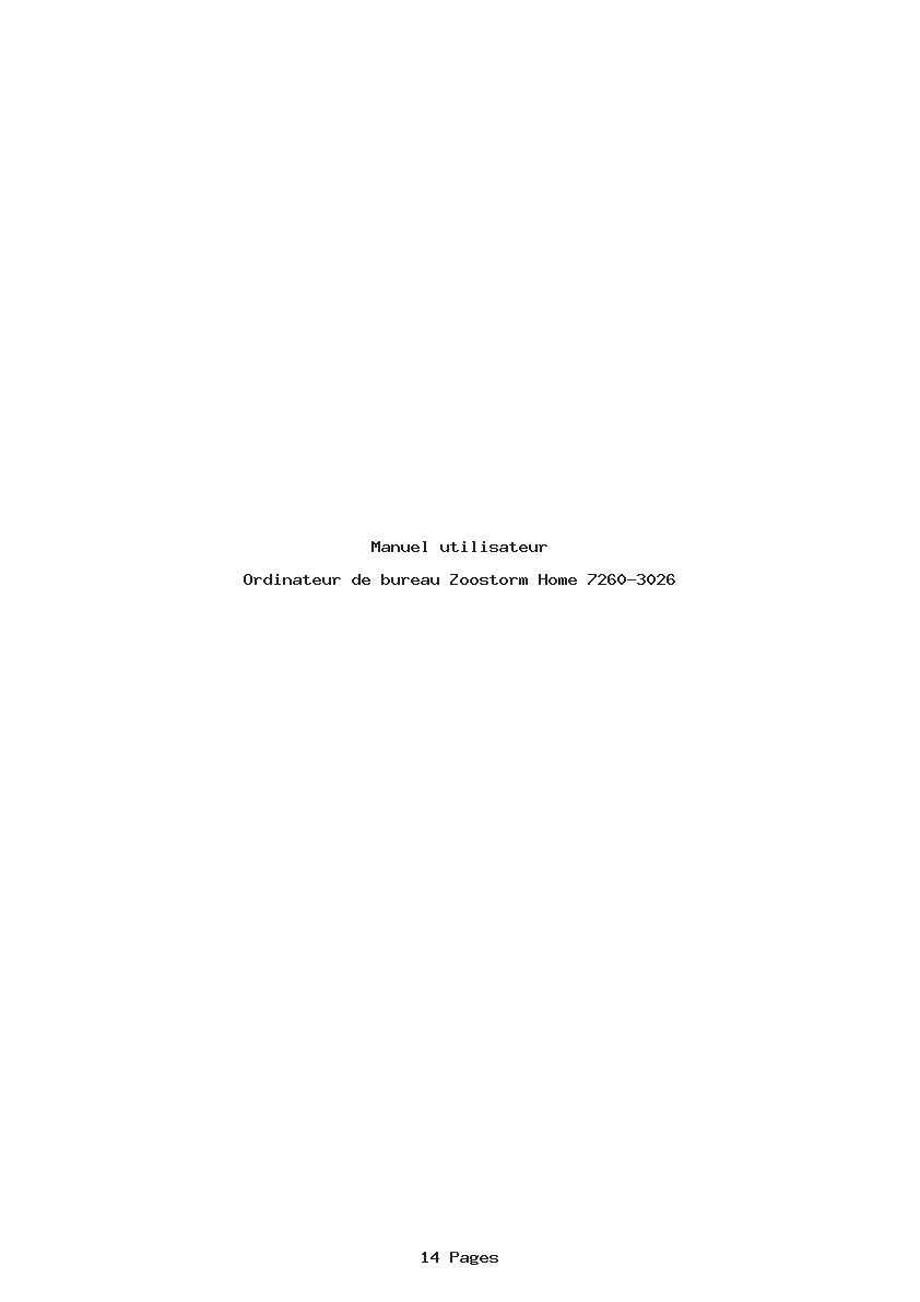 Page 1 de la notice Manuel utilisateur Zoostorm Home 7260-3026