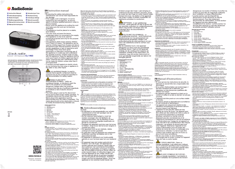 Page 1 de la notice Manuel utilisateur AudioSonic CL-1463