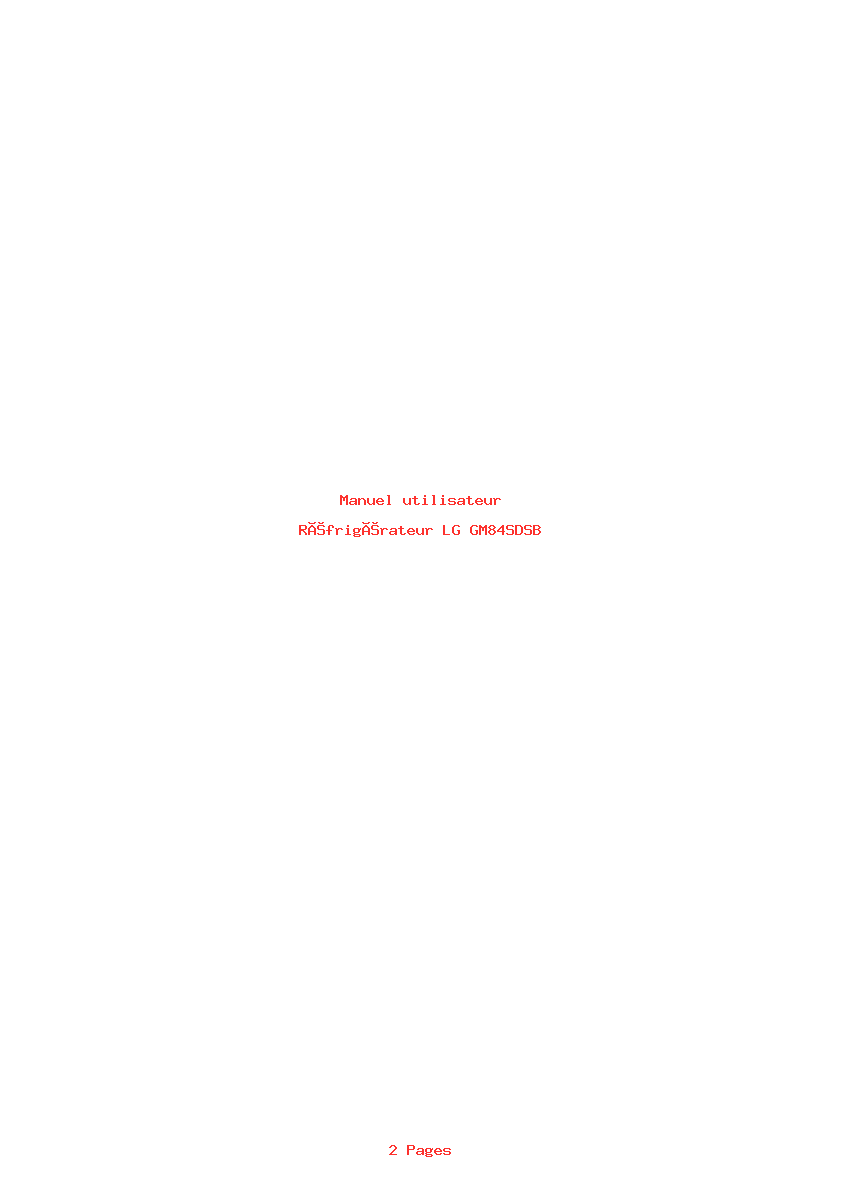 Page 1 de la notice Manuel utilisateur LG GM84SDSB