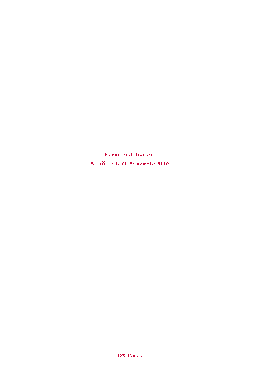 Page 1 de la notice Manuel utilisateur Scansonic R110