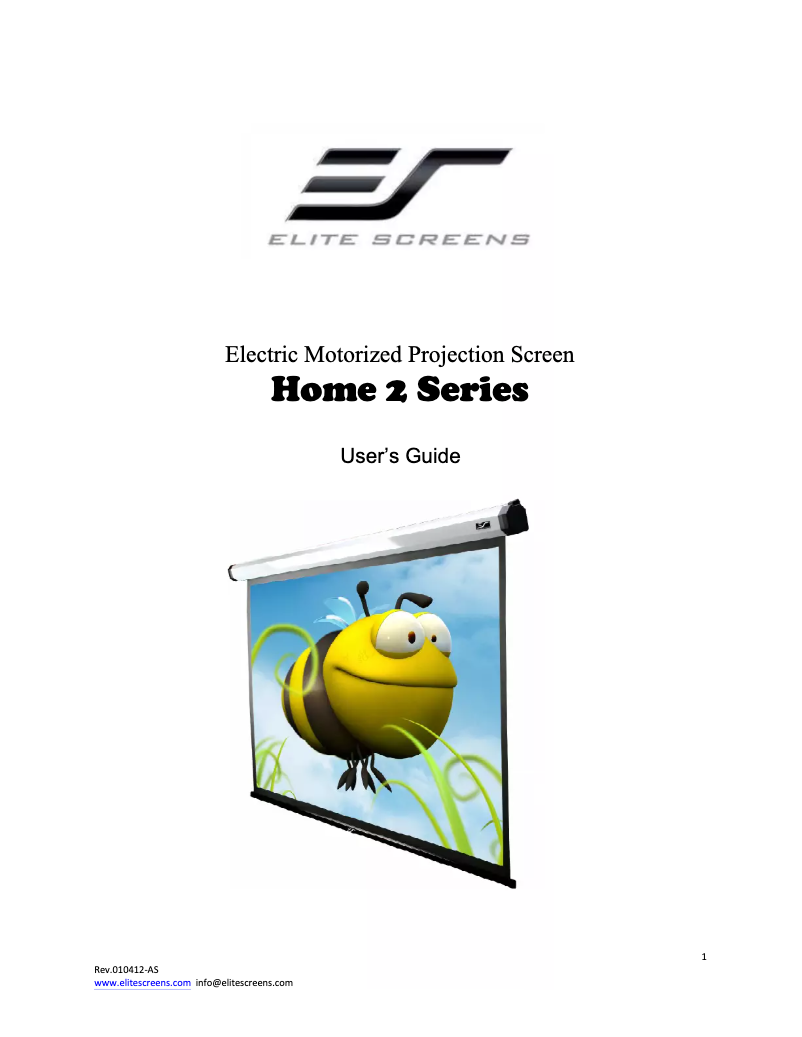 Page 1 de la notice Manuel utilisateur Elite Screens Home2 150HW2