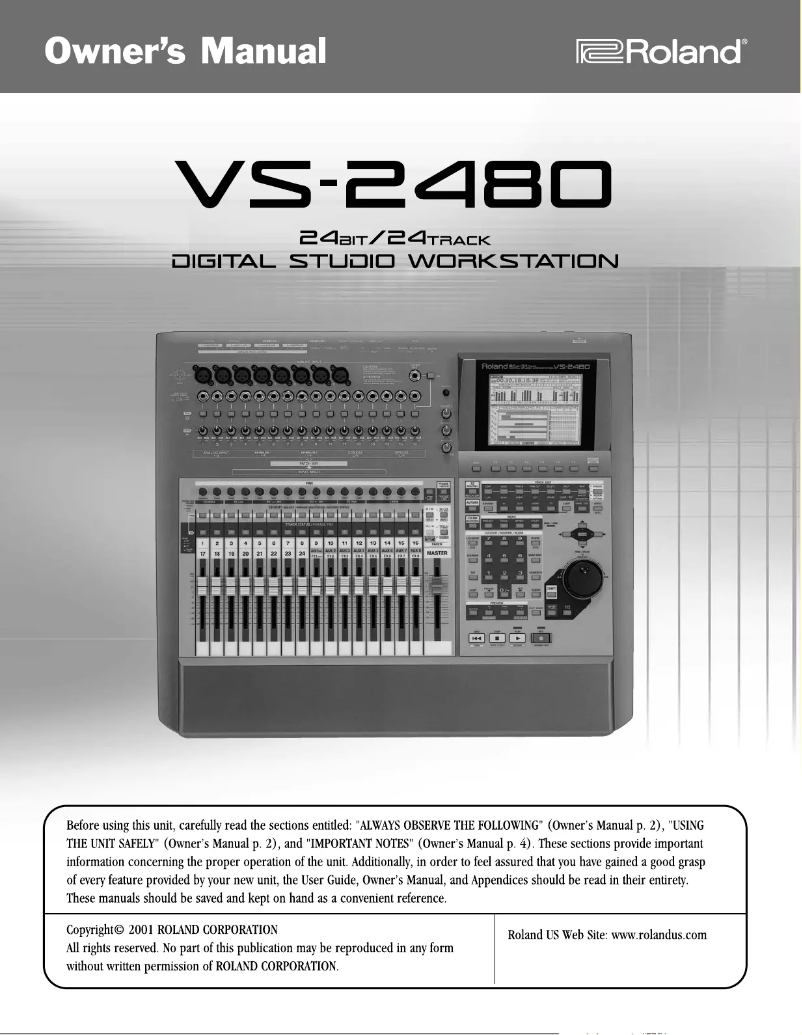 Page 1 de la notice Manuel utilisateur Roland VS-2480CD