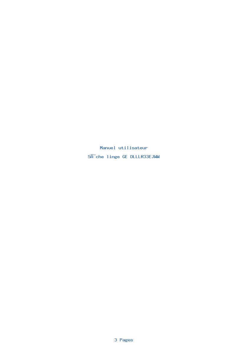 Page 1 de la notice Manuel utilisateur GE DLLLR33EJWW