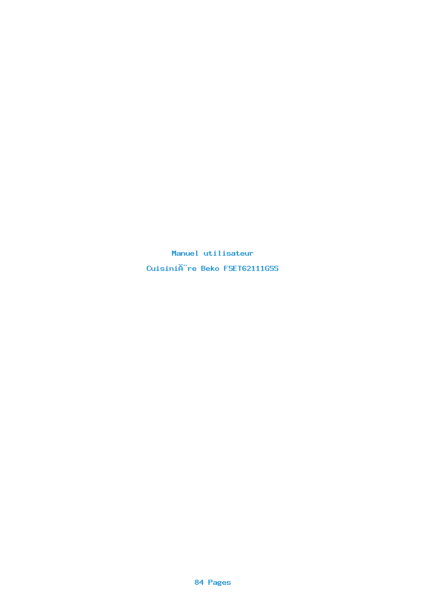 Page 1 de la notice Manuel utilisateur Beko FSET62111GSS