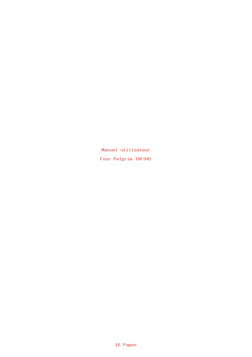 Page 1 de la notice Manuel utilisateur Pelgrim TBF945