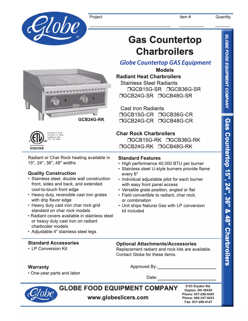 Page 1 de la notice Manuel d'utilisation et d'entretien Globe GCB48G-SR