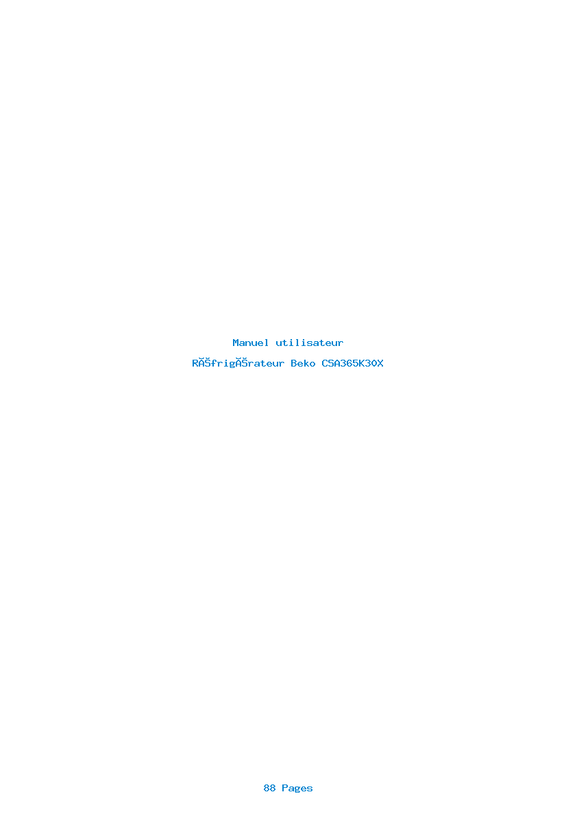 Page 1 de la notice Manuel utilisateur Beko CSA365K30X