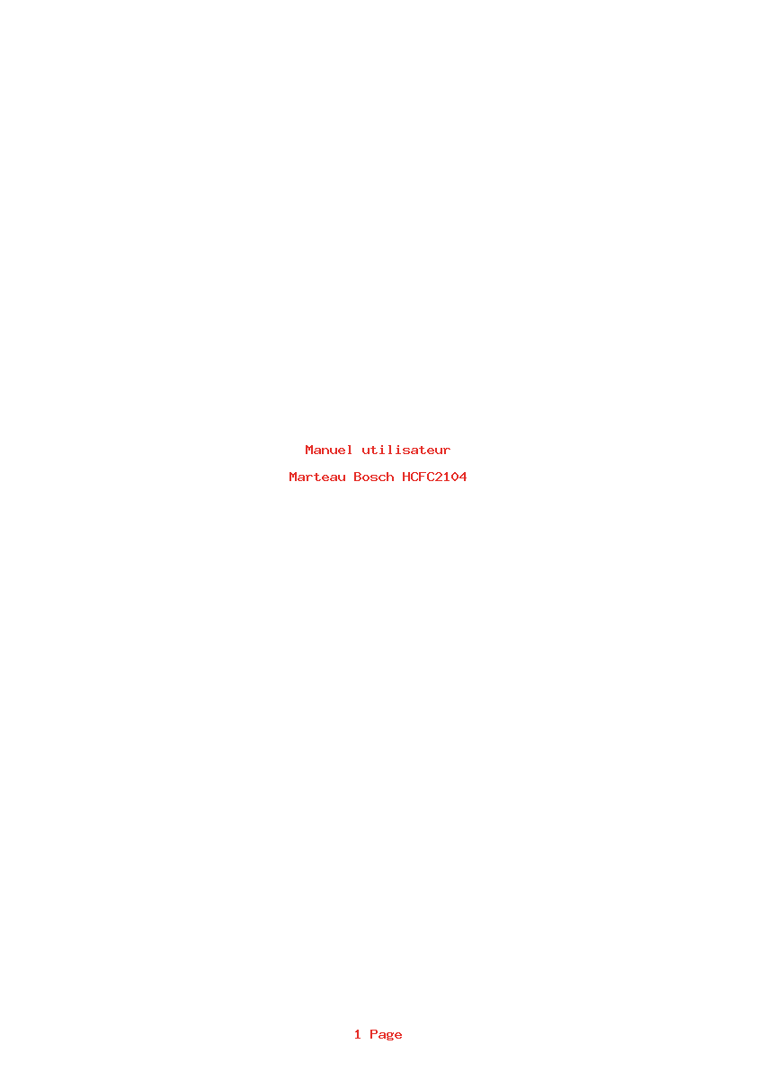 Page 1 de la notice Manuel utilisateur Bosch HCFC2104