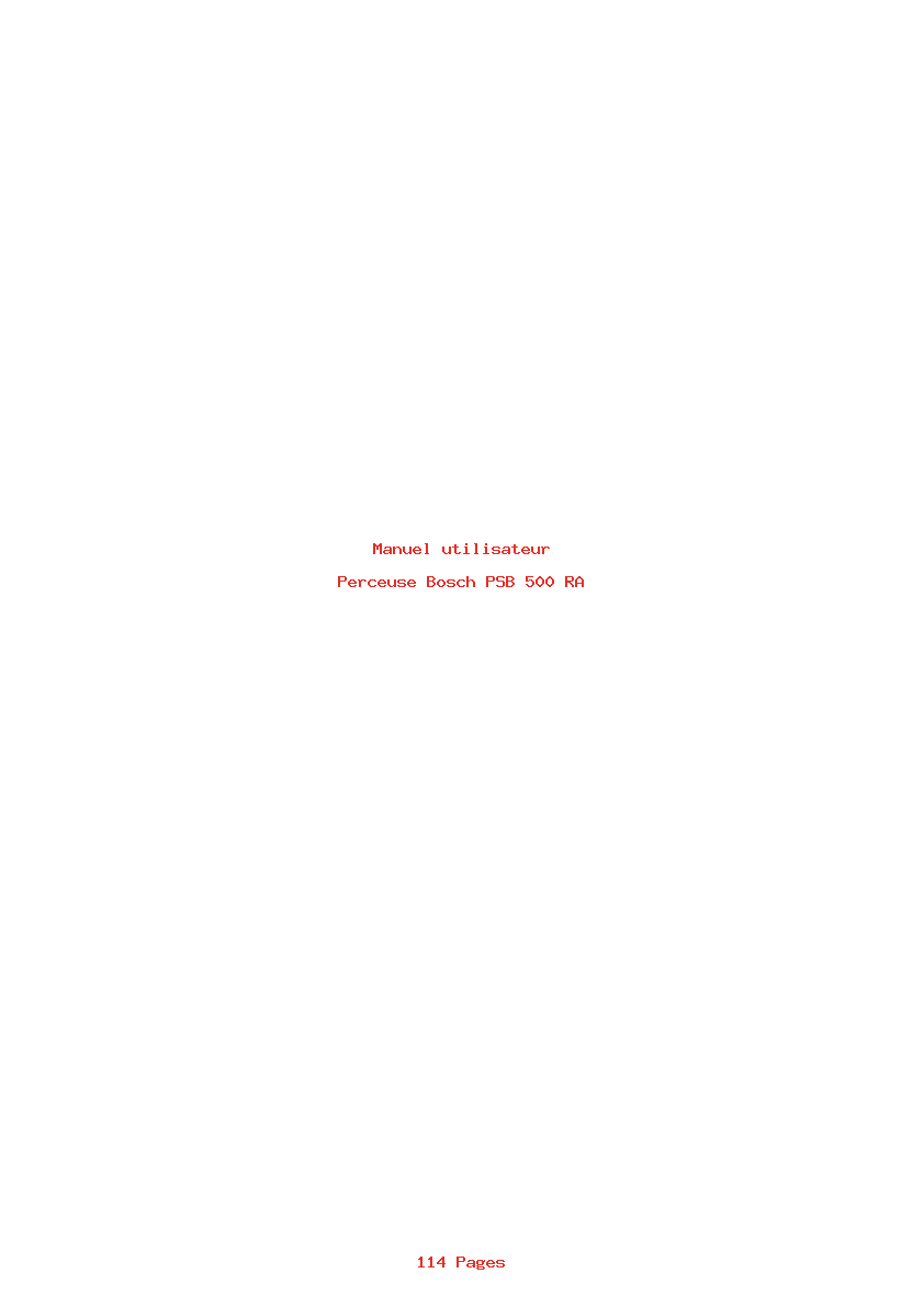 Page 1 de la notice Manuel utilisateur Bosch PSB 500 RA