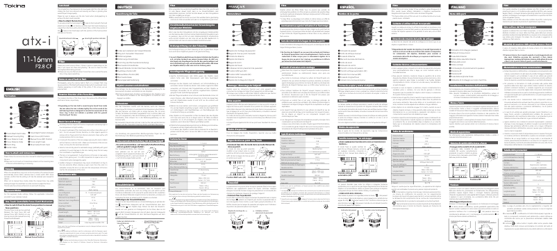 Page 1 de la notice Manuel utilisateur Tokina atx-i 11-16mm F2.8 CF