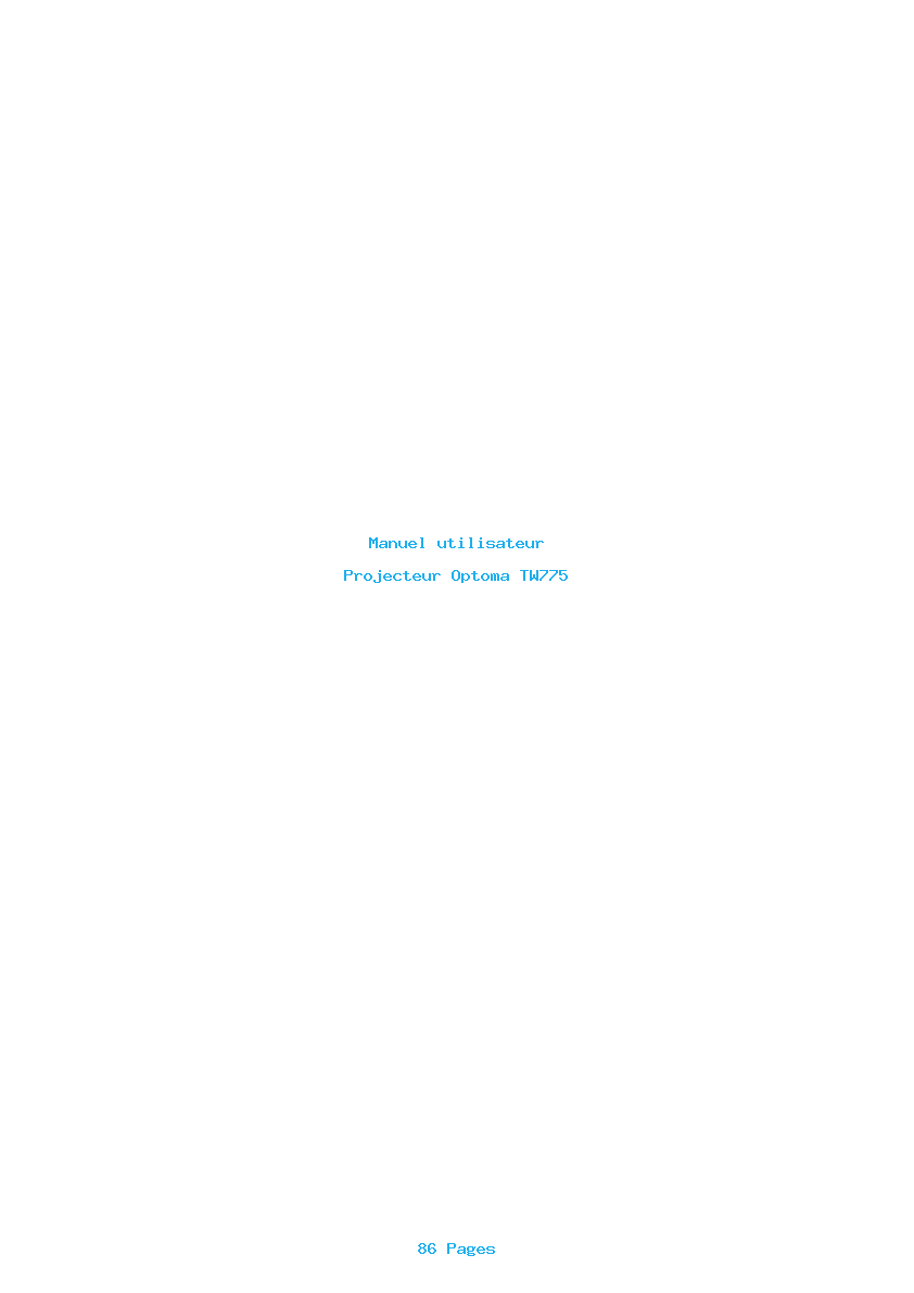 Page 1 de la notice Manuel utilisateur Optoma TW775