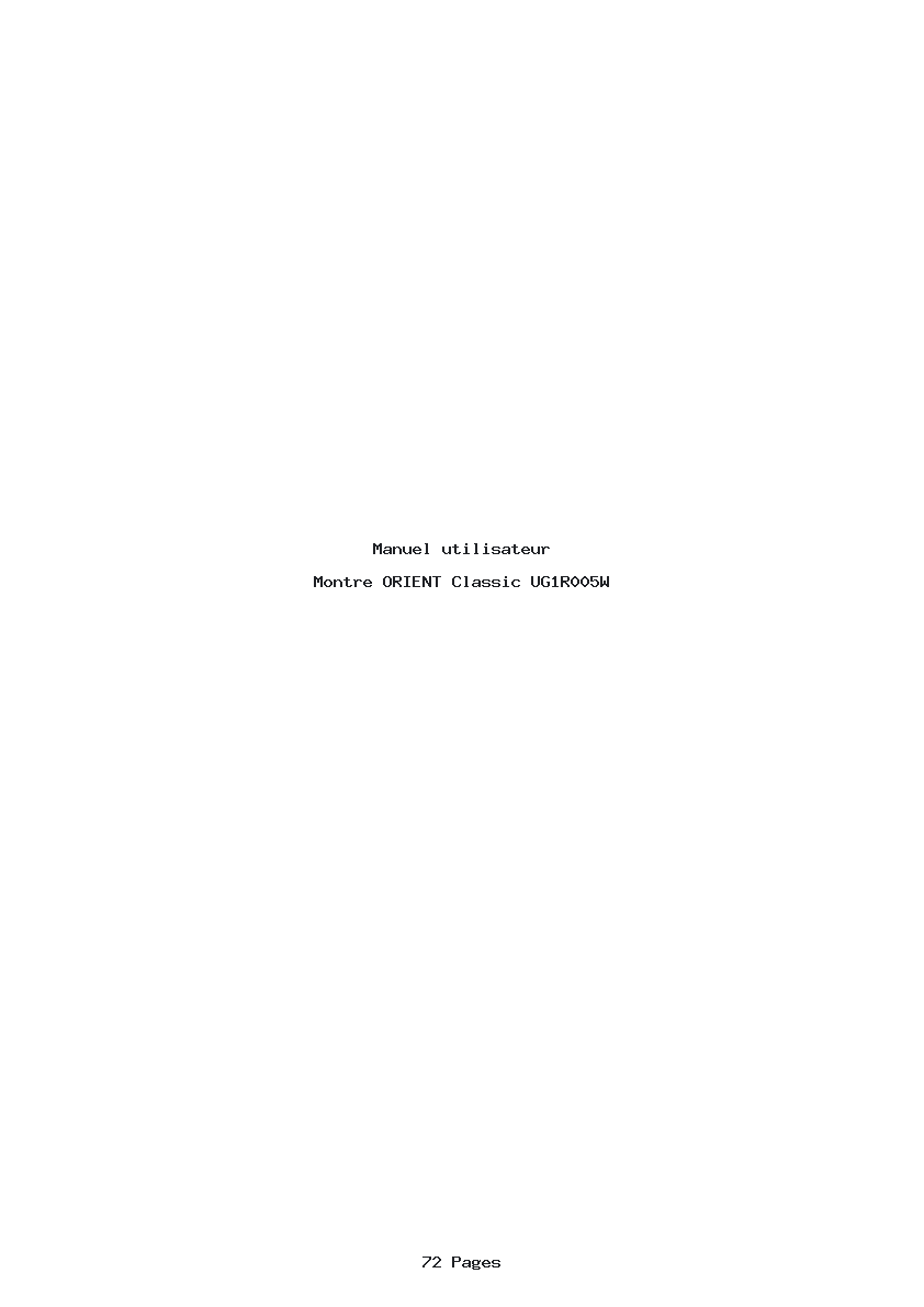 Page 1 de la notice Manuel utilisateur ORIENT Classic UG1R005W