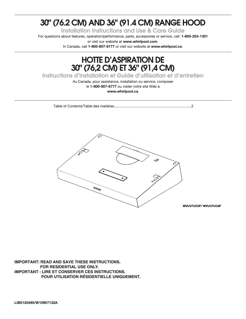 Page 1 de la notice Guide d'installation Maytag WVU37UC6FS