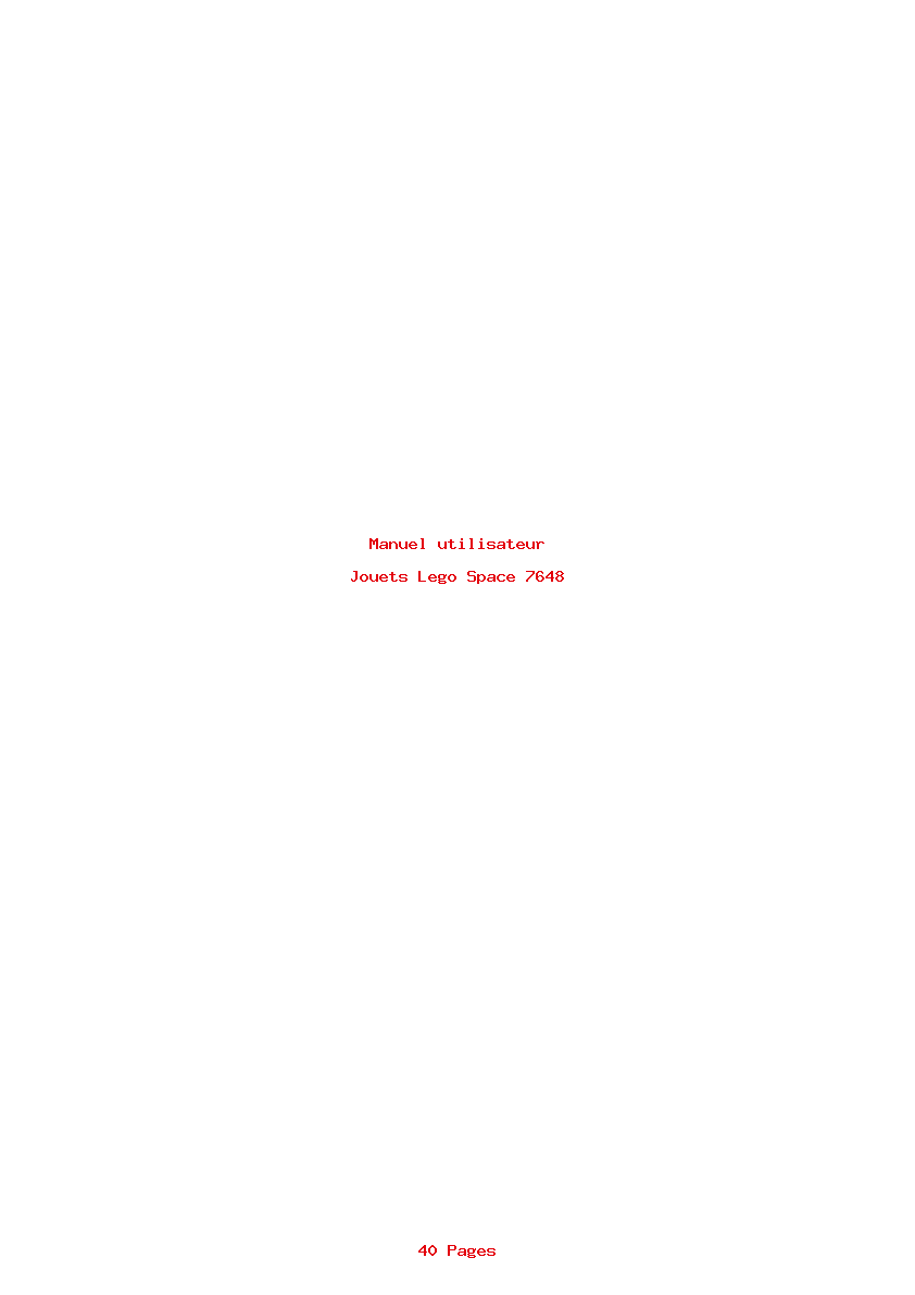 Page 1 de la notice Manuel utilisateur Lego Space 7648