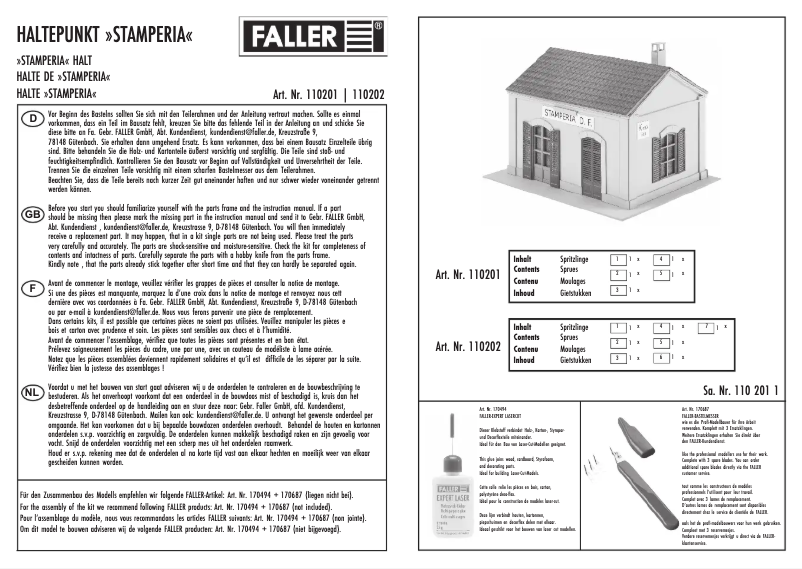 Page 1 de la notice Manuel utilisateur Faller 110202