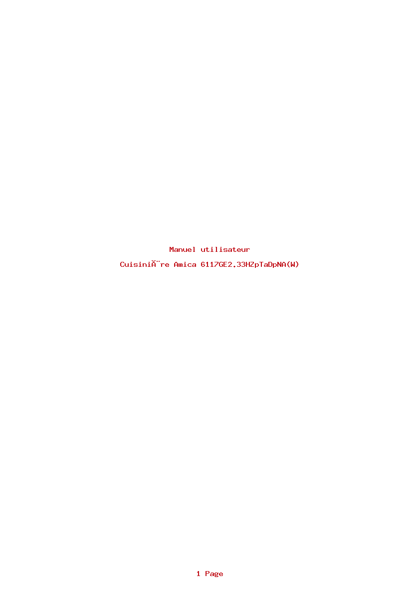 Page 1 de la notice Manuel utilisateur Amica 6117GE2.33HZpTaDpNA(W)