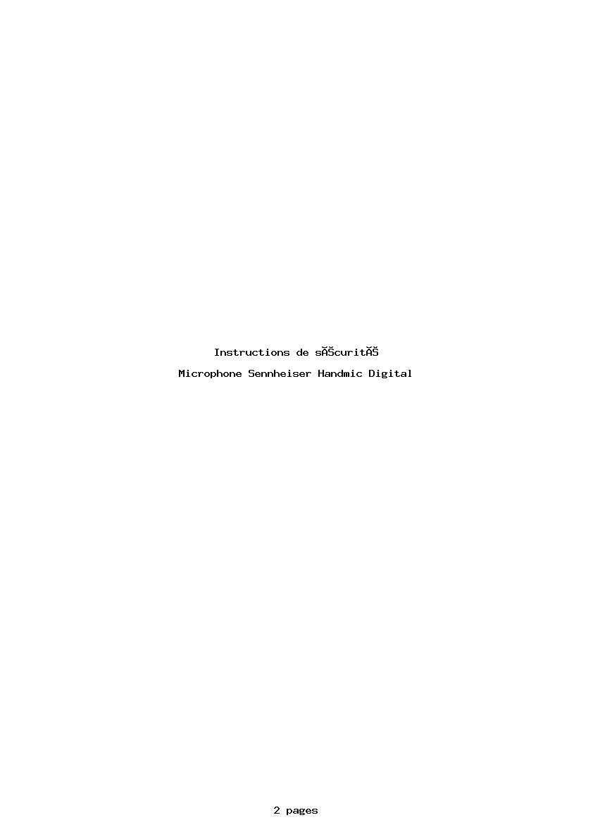Page 1 de la notice Instructions de sécurité Sennheiser Handmic Digital