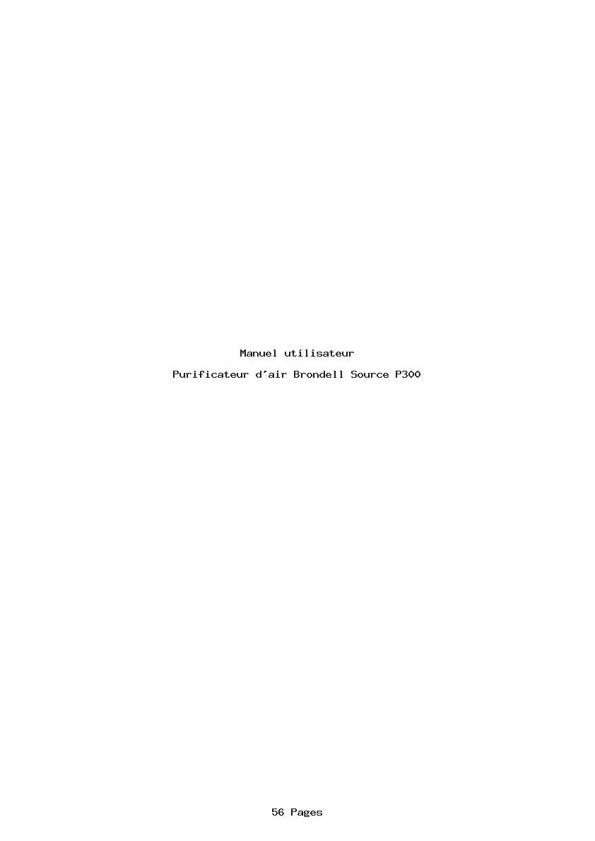 Page 1 de la notice Manuel utilisateur Brondell Source P300