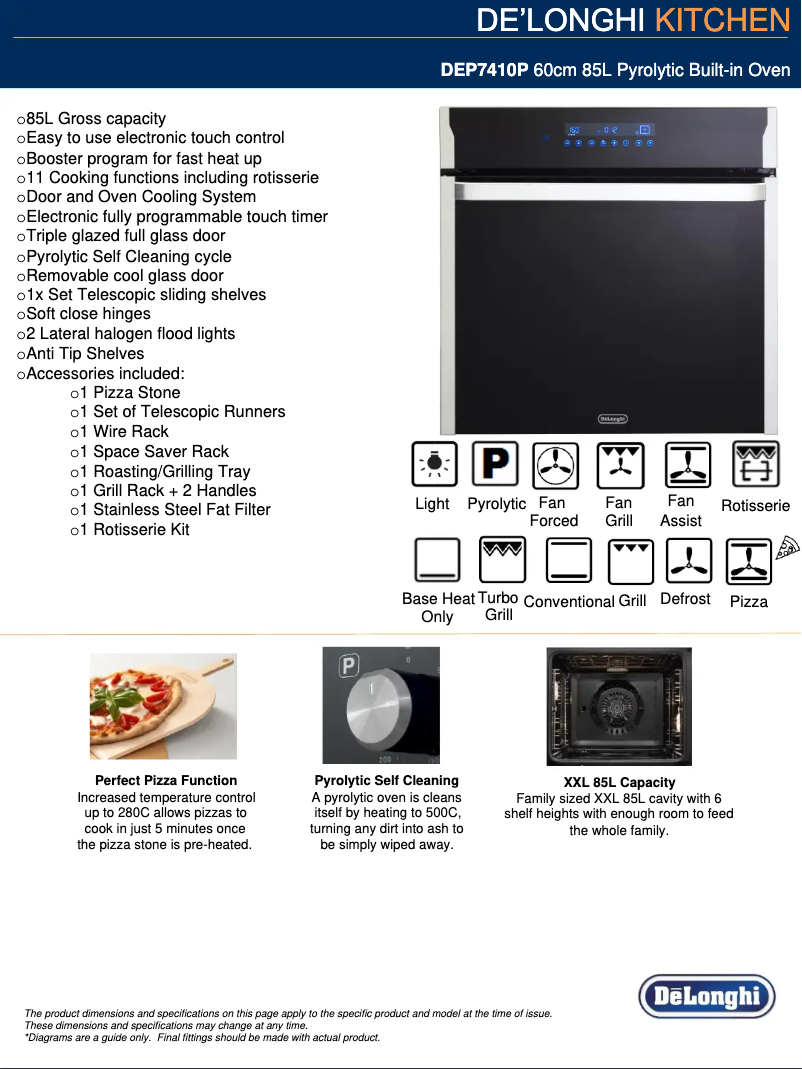 Page 1 de la notice Fiche technique DeLonghi DEP7410P