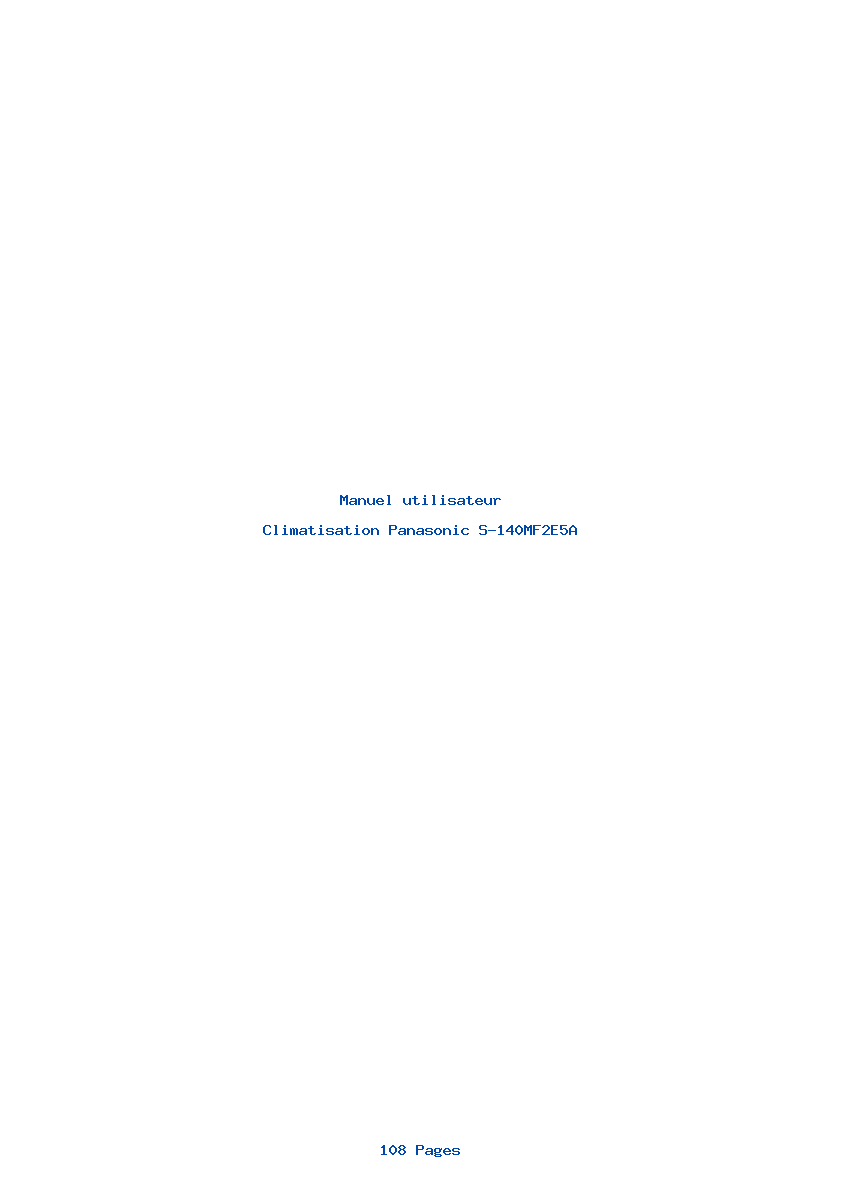 Page 1 de la notice Manuel utilisateur Panasonic S-140MF2E5A