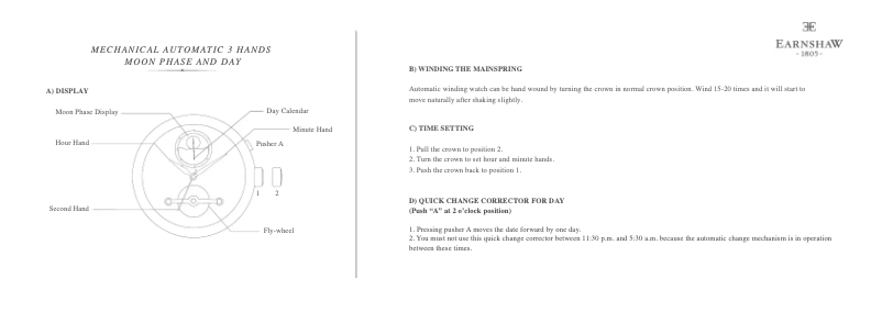 Page 1 de la notice Manuel utilisateur Earnshaw Longitude Moonphase ES-8066-04