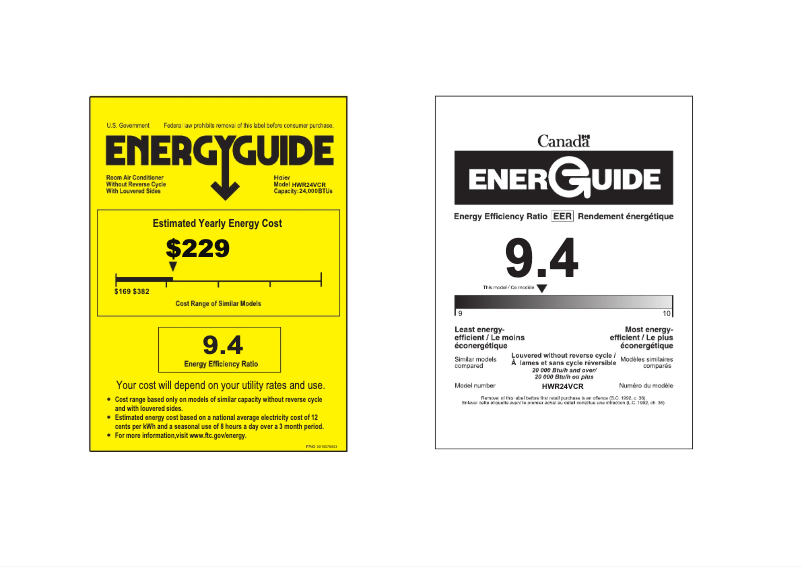 Página 1 del manual Etiqueta energética Haier HWR24VCR