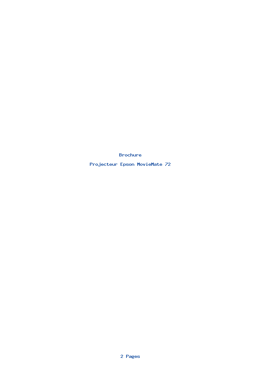 Page 1 de la notice Brochure Epson MovieMate 72