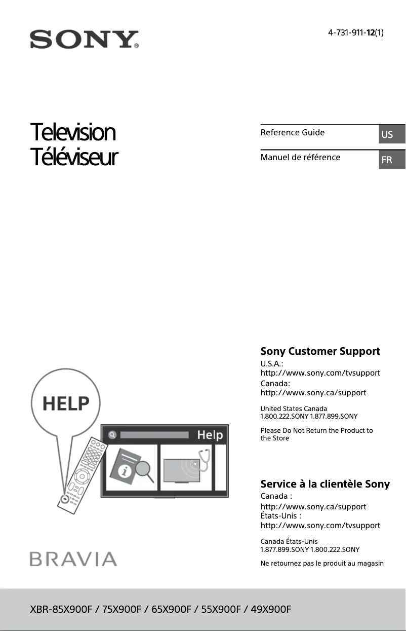Page 1 de la notice Manuel utilisateur Sony Bravia XBR-49X900F
