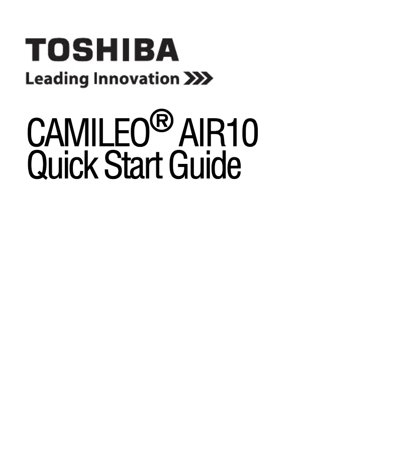 Page 1 de la notice Guide de démarrage rapide Toshiba Camileo AIR 10