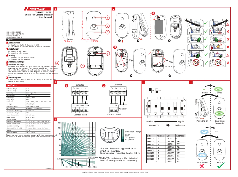 Page 1 de la notice Manuel utilisateur Hikvision DS-PDPC12P-EG2